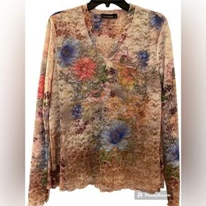 Impulse California top, muted multi colored, semi sheer with lining in front. L.
